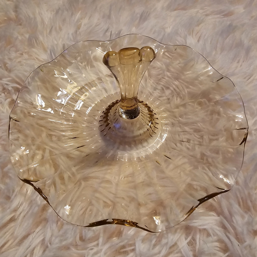 Depression Glass pink Anchor Hocking Fluted Rose Ruffled Candy Dish! 1930s